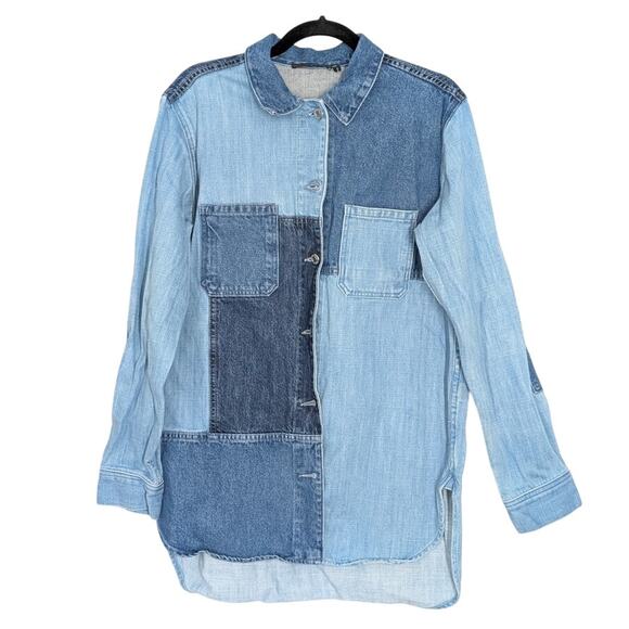 Helmut Lang Oversized Pieced Patchwork Denim Jacket in Blue, size M - Picture 2 of 7